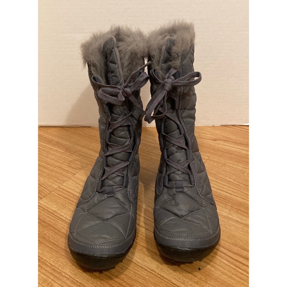 Columbia Womens 8 Minx Mid II Omni-Heat Waterproof Winter Boots Grey Faux Fur
